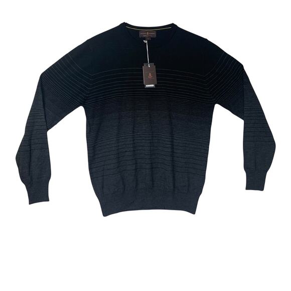 Robert Talbott mens large New merino wool sweater pullover gradient ombre stripe